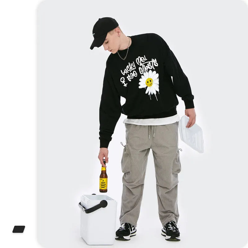 English printed loose crew neck sweater men - Bellarte Enchanté English printed loose crew neck sweater men